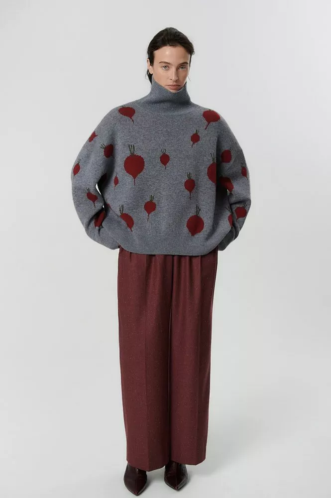 Свитер оверсайз из шерсти с принтом