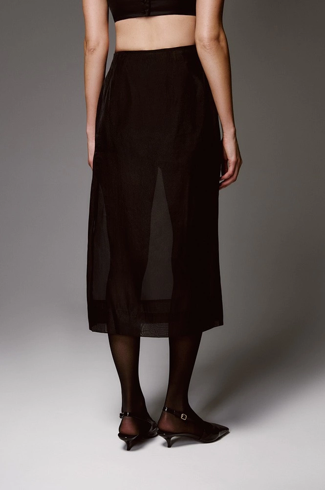 Юбка миди из прозрачной ткани