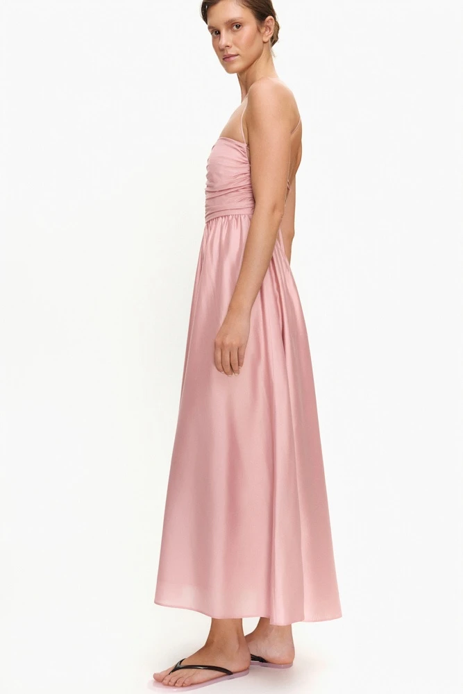 Платье макси с драпировкой и открытой спиной