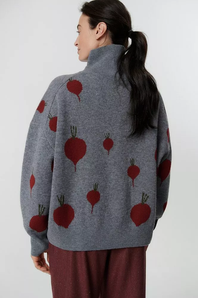Свитер оверсайз из шерсти с принтом