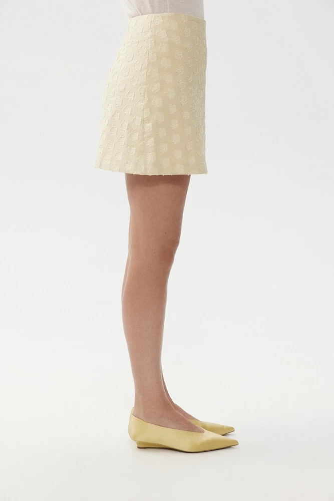 Юбка мини из хлопкового жаккарда с цветами