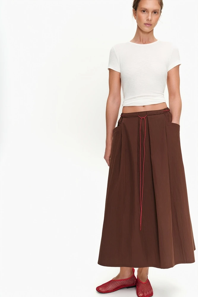 Юбка миди А-силуэта из хлопка