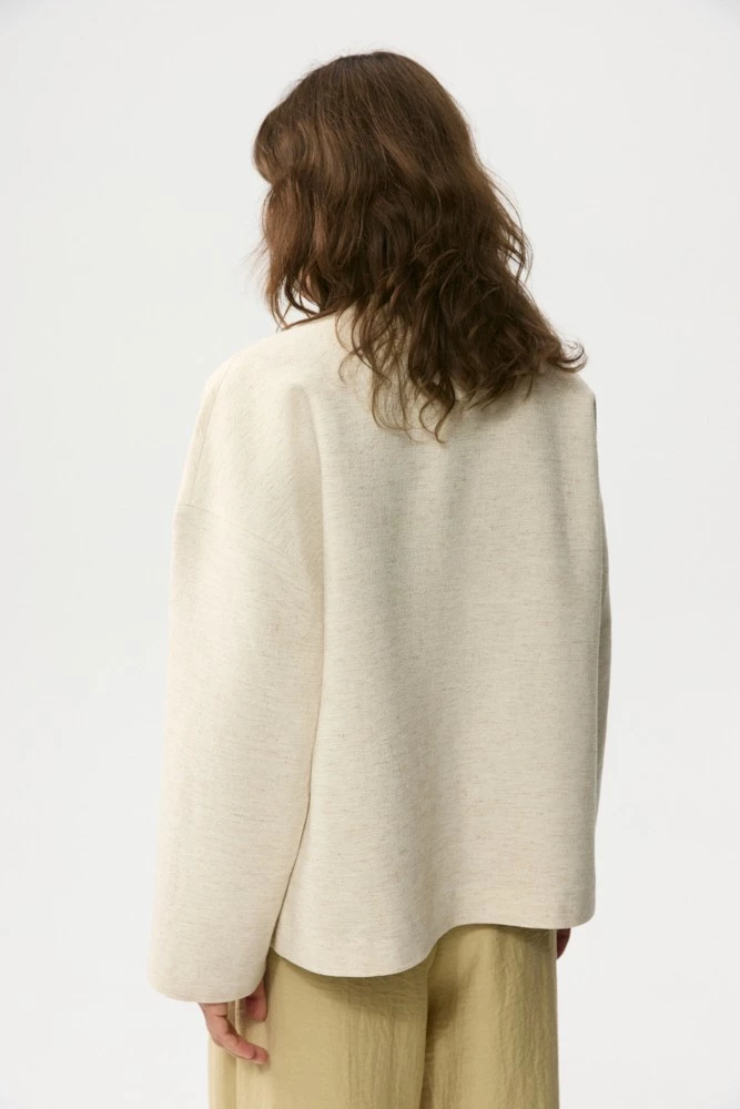 Жакет с поясом из хлопка со льном