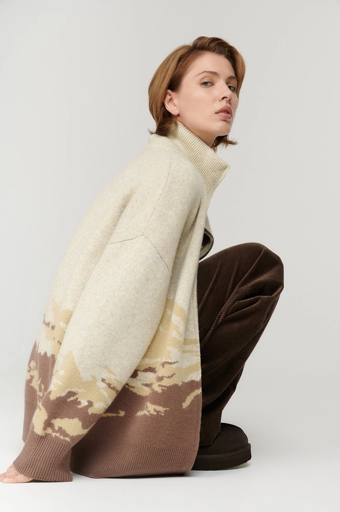 Кардиган оверсайз из шерсти с принтом