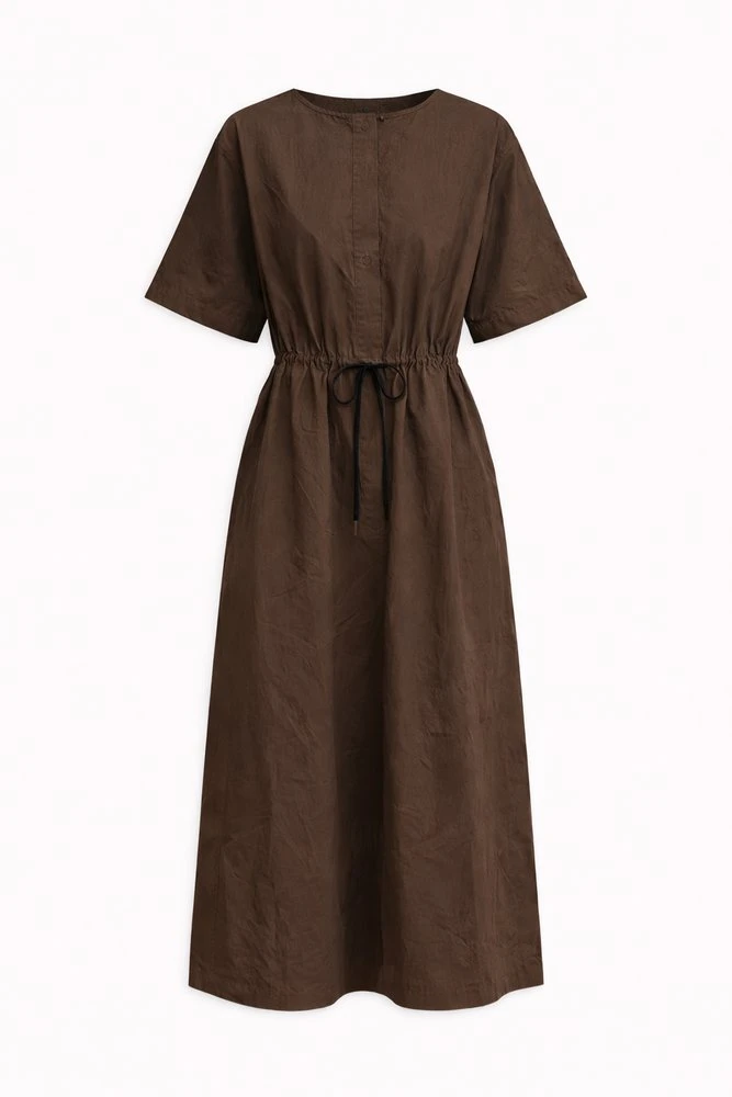 Платье миди с коротким рукавом из хлопка