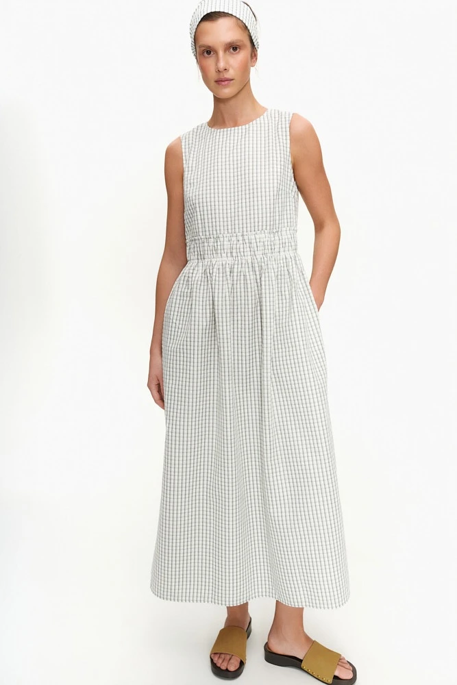 Платье миди из хлопка в клетку