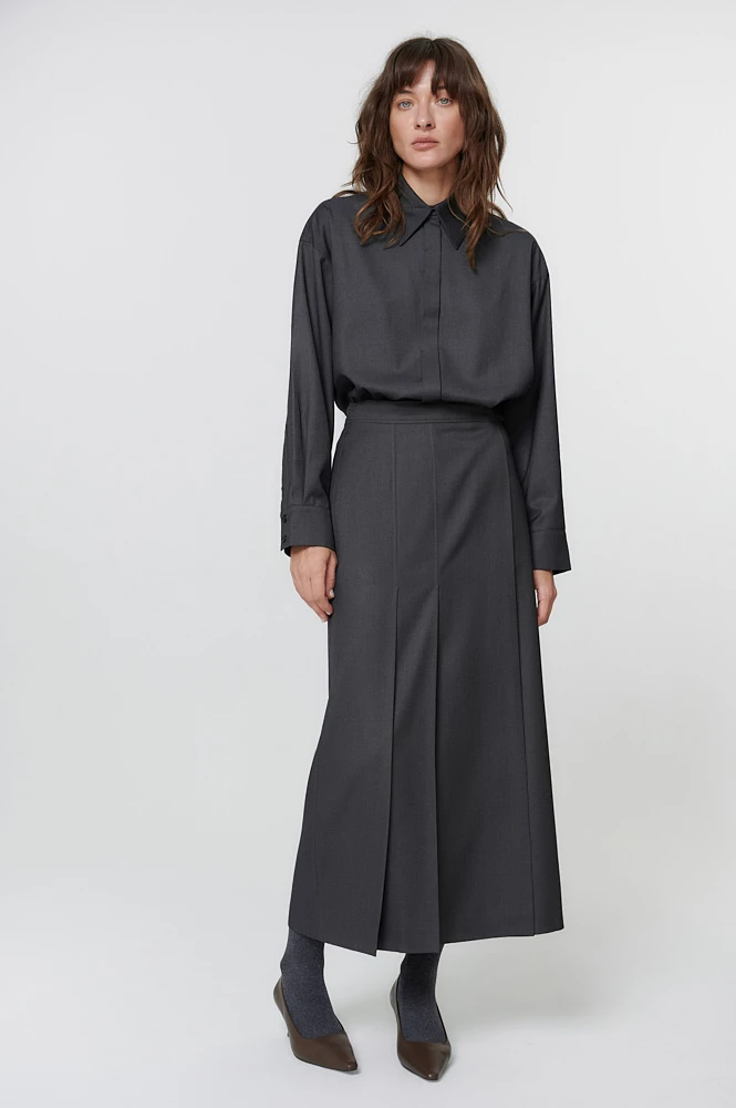 Рубашка прямого силуэта из костюмной ткани с шерстью