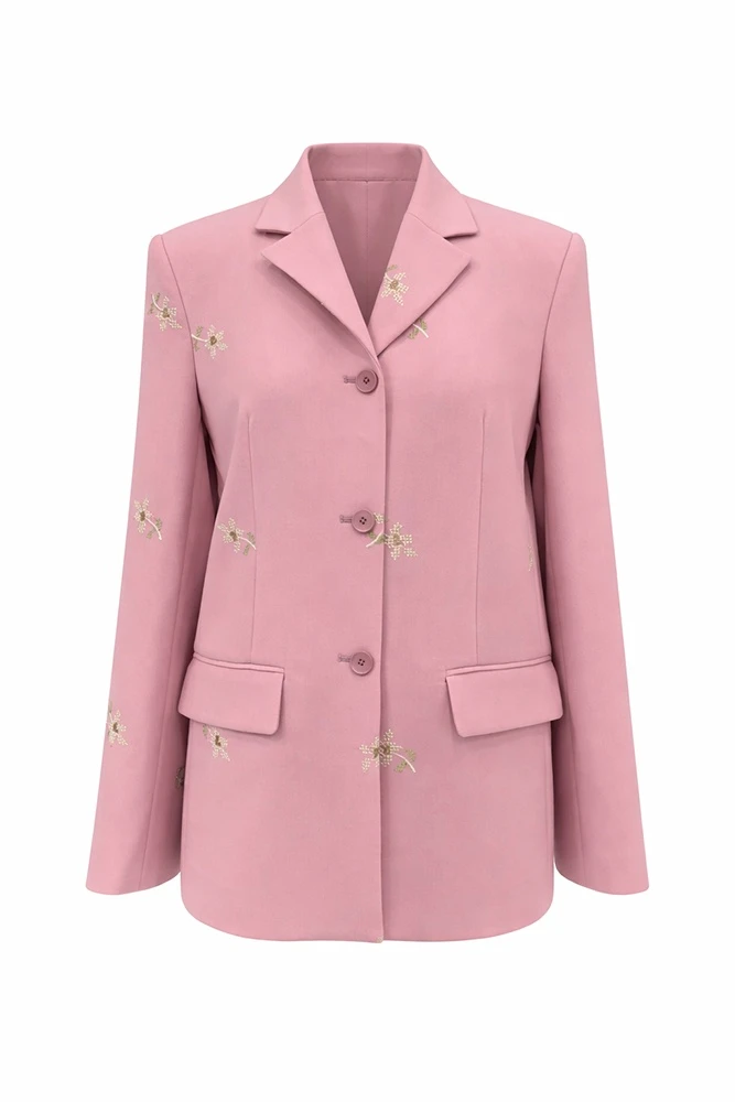 Жакет однобортный с вышивкой