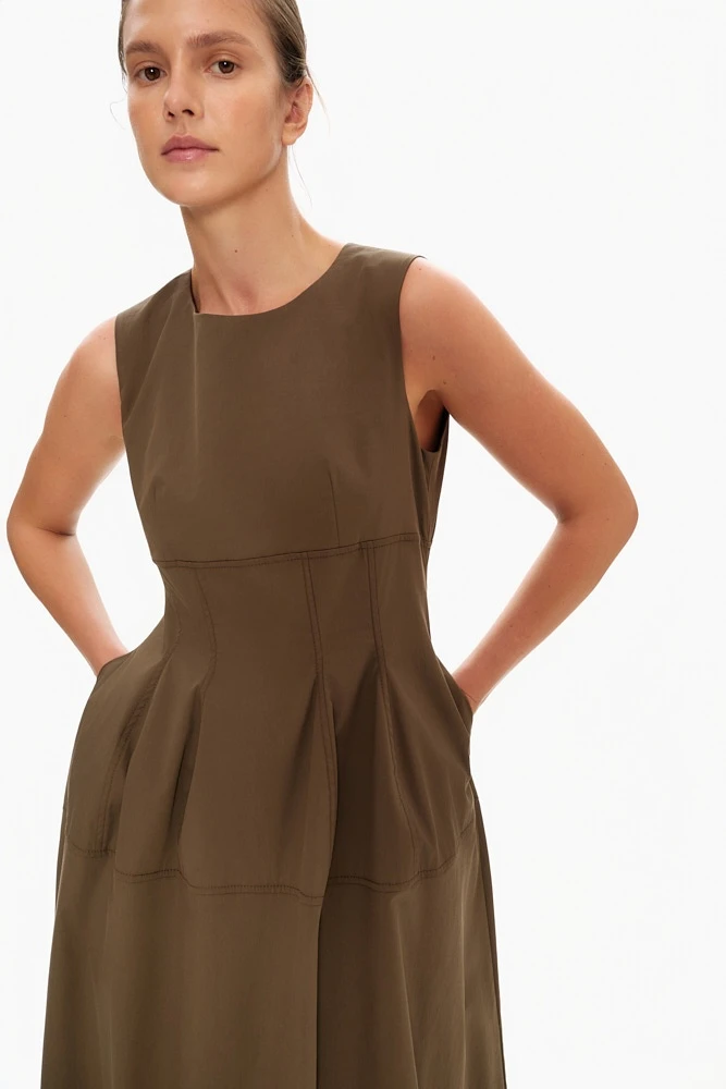 Платье макси архитектурного кроя из хлопка