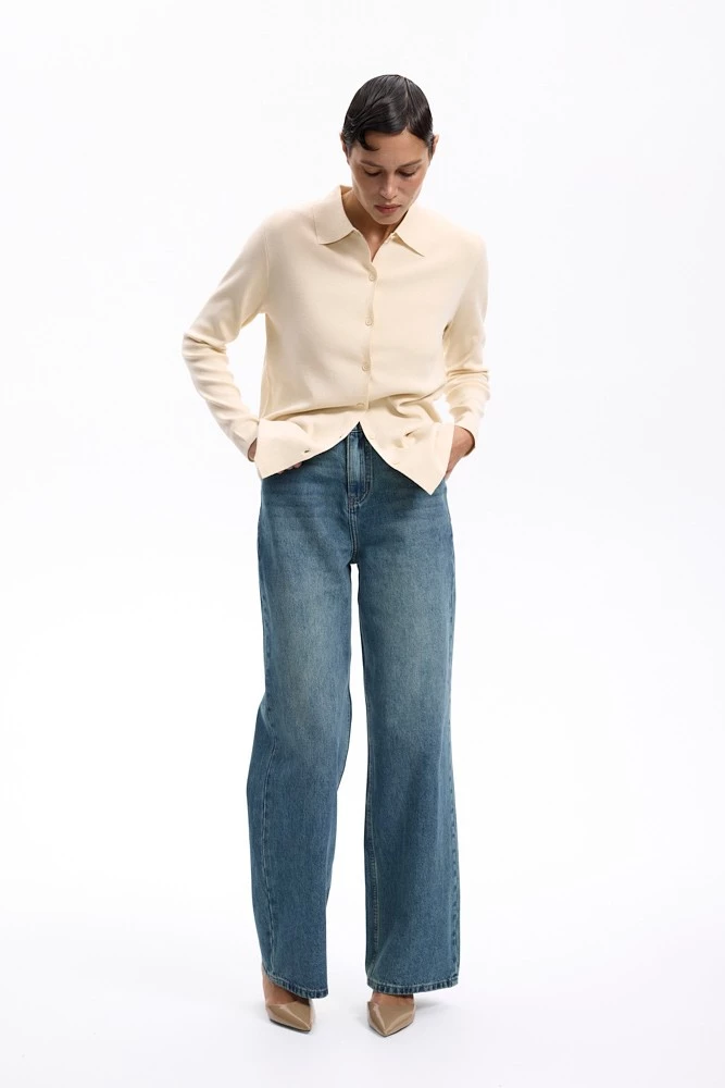 Джинсы Wide leg с винтажным эффектом