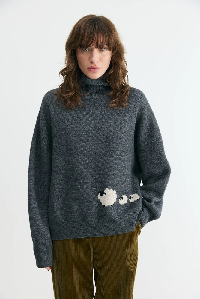 Свитер оверсайз из шерсти с принтом