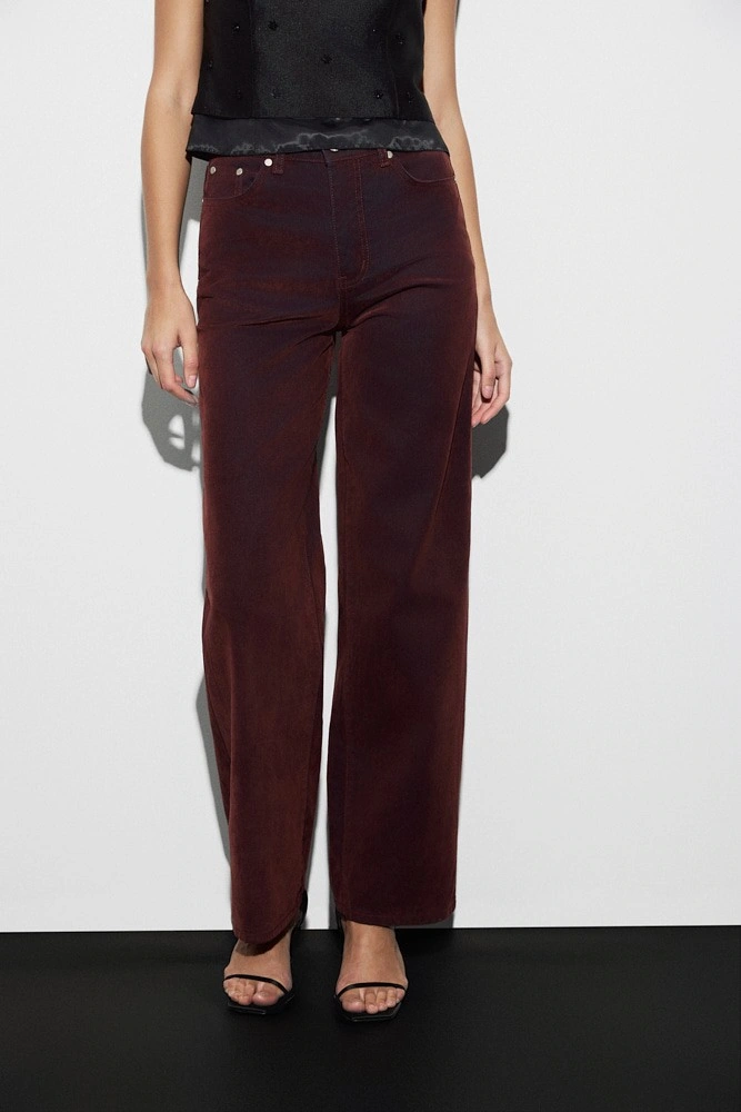 Джинсы прямые из денима с велюровым эффектом