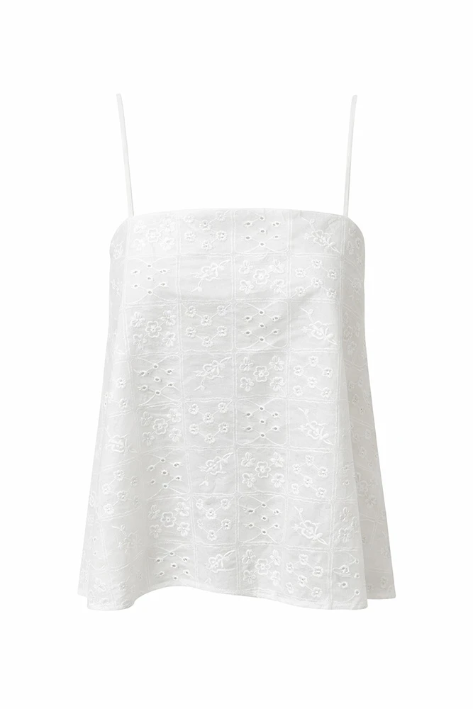 Топ на тонких бретелях из хлопка Broderie Anglaise