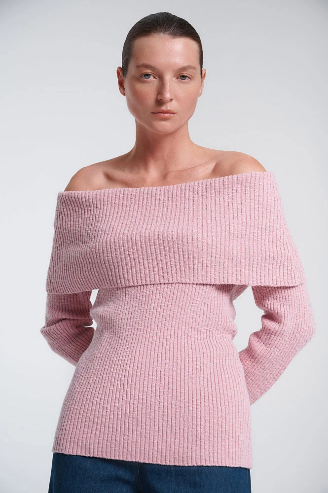 Джемпер с открытыми плечами из хлопка