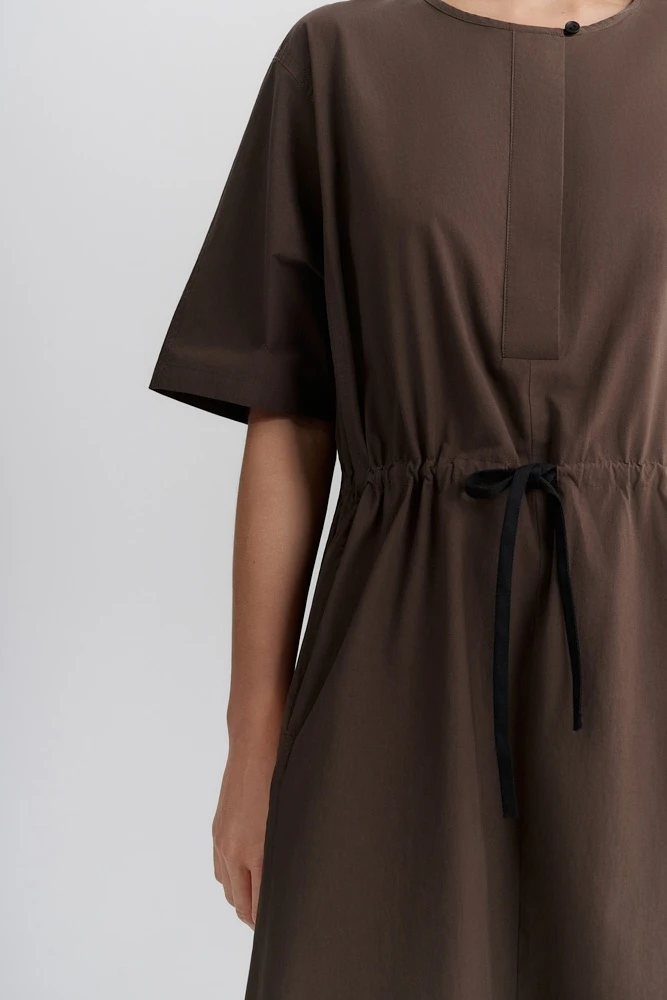 Платье миди с коротким рукавом из хлопка