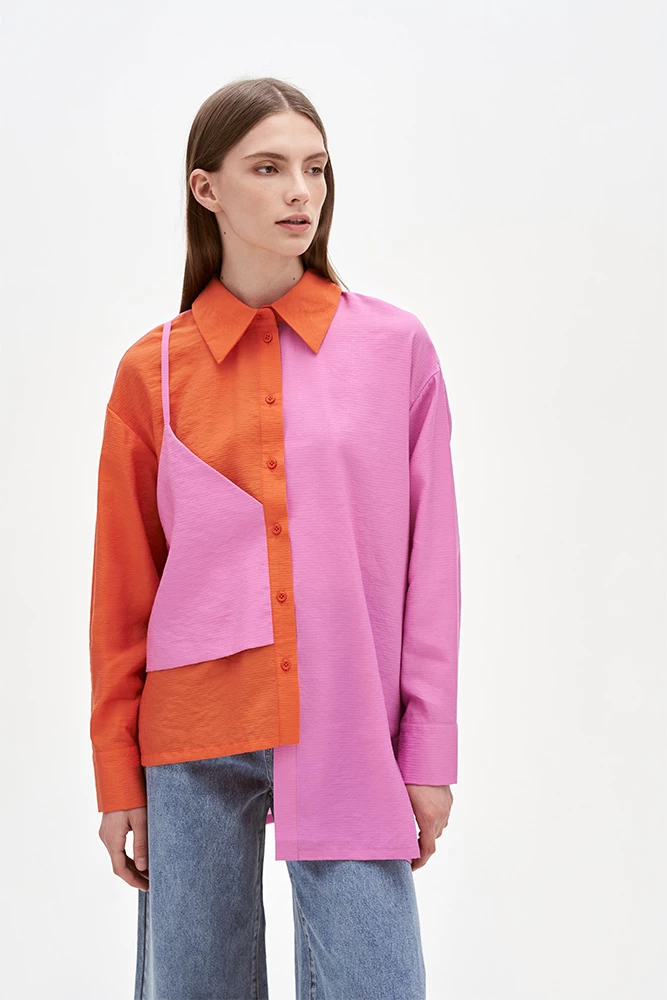 Рубашка асимметрия колорблок