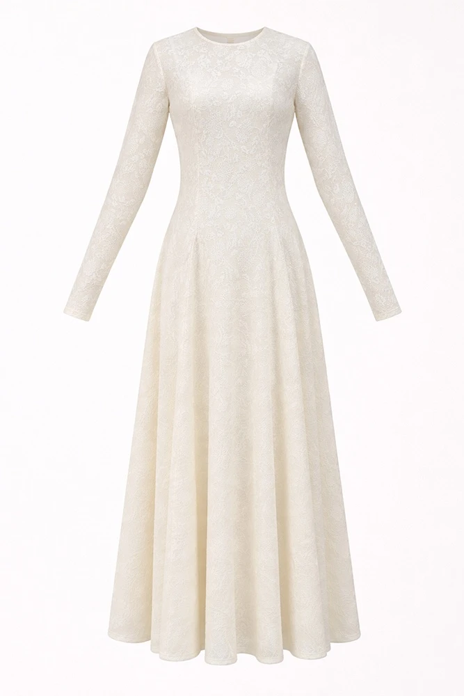 Платье миди приталенное из ажурного трикотажа