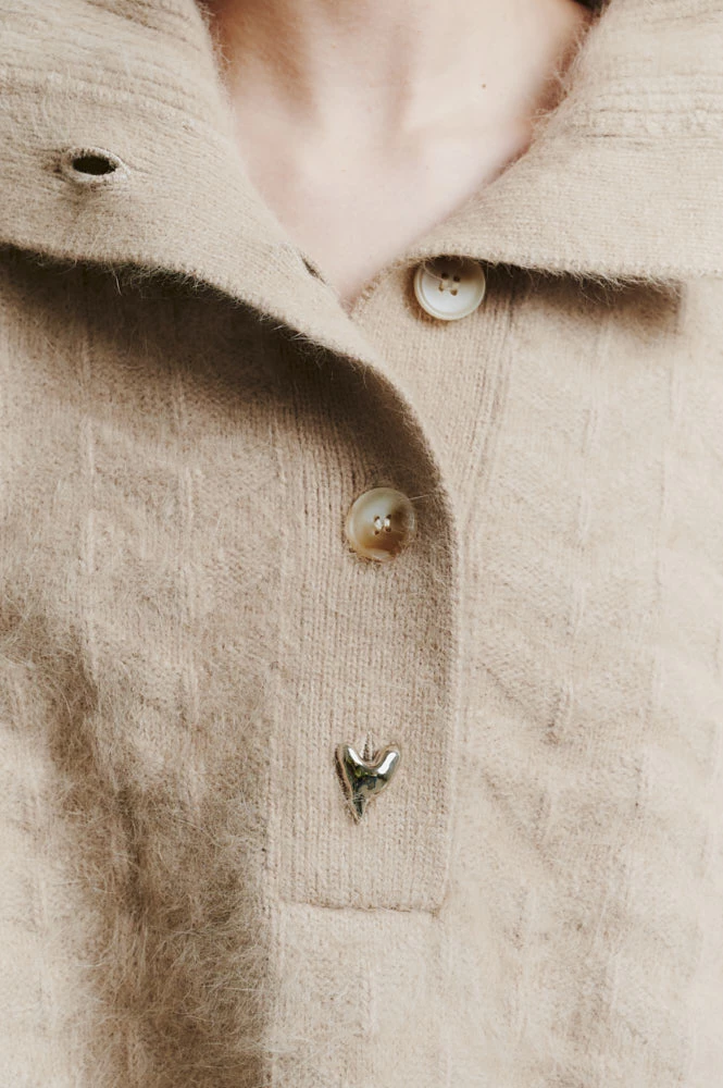 Свитер поло фактурный из ангоры