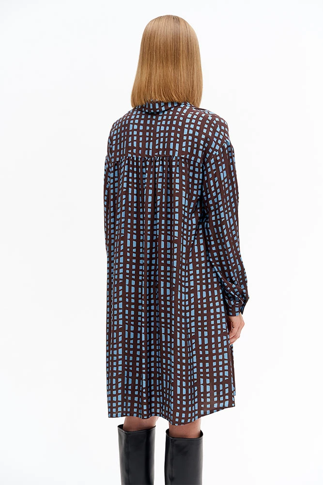 Платье-рубашка мини со сборками