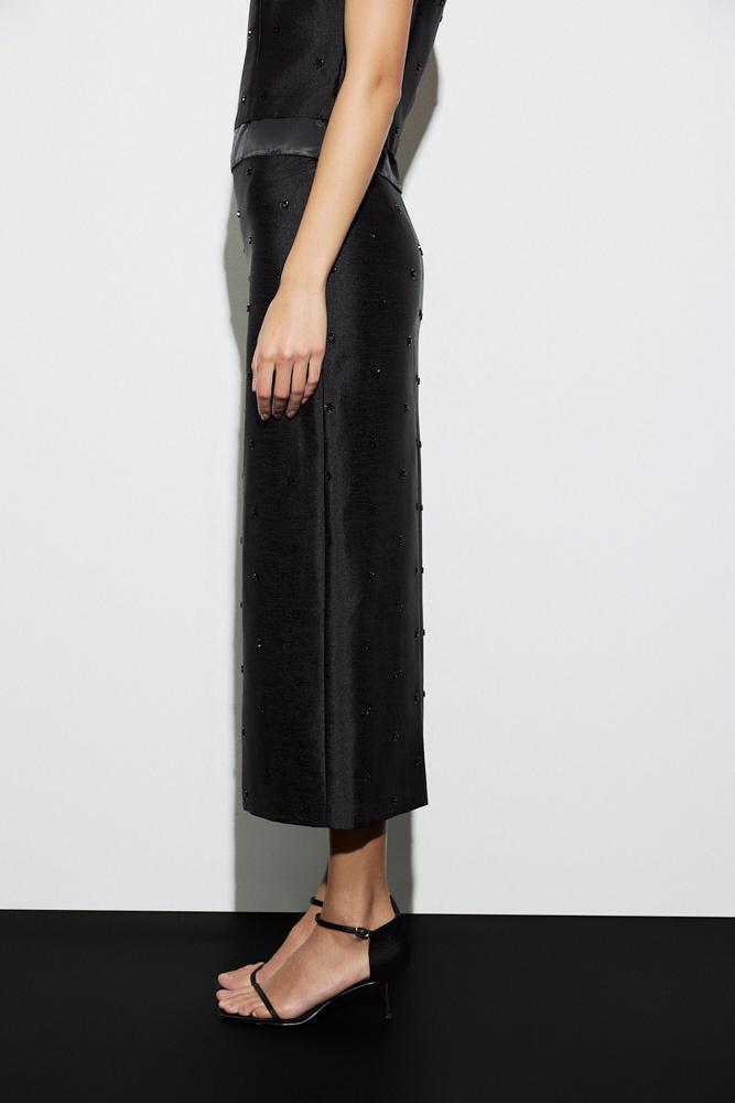 Юбка миди с вышивкой бисером