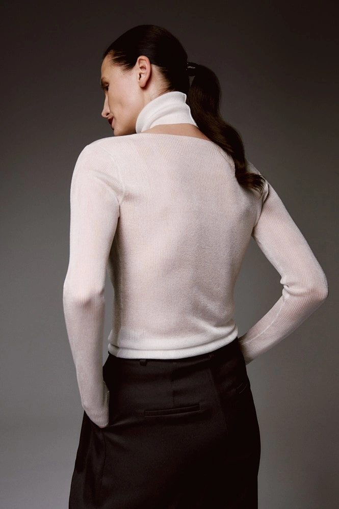 Джемпер прозрачный с квадратным вырезом и воротником