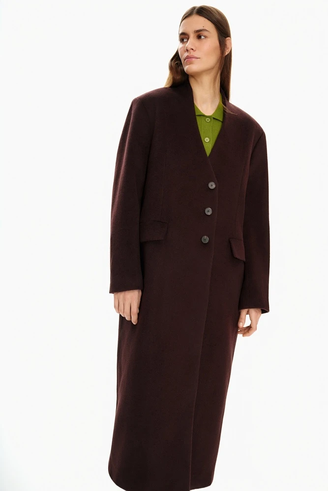 Пальто однобортное из шерсти