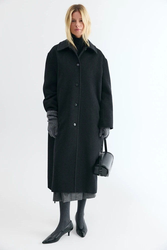 Пальто из шерсти со съемным воротником