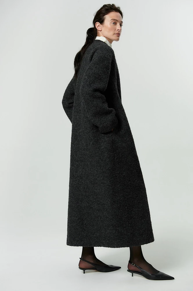 Пальто макси утепленное из шерсти