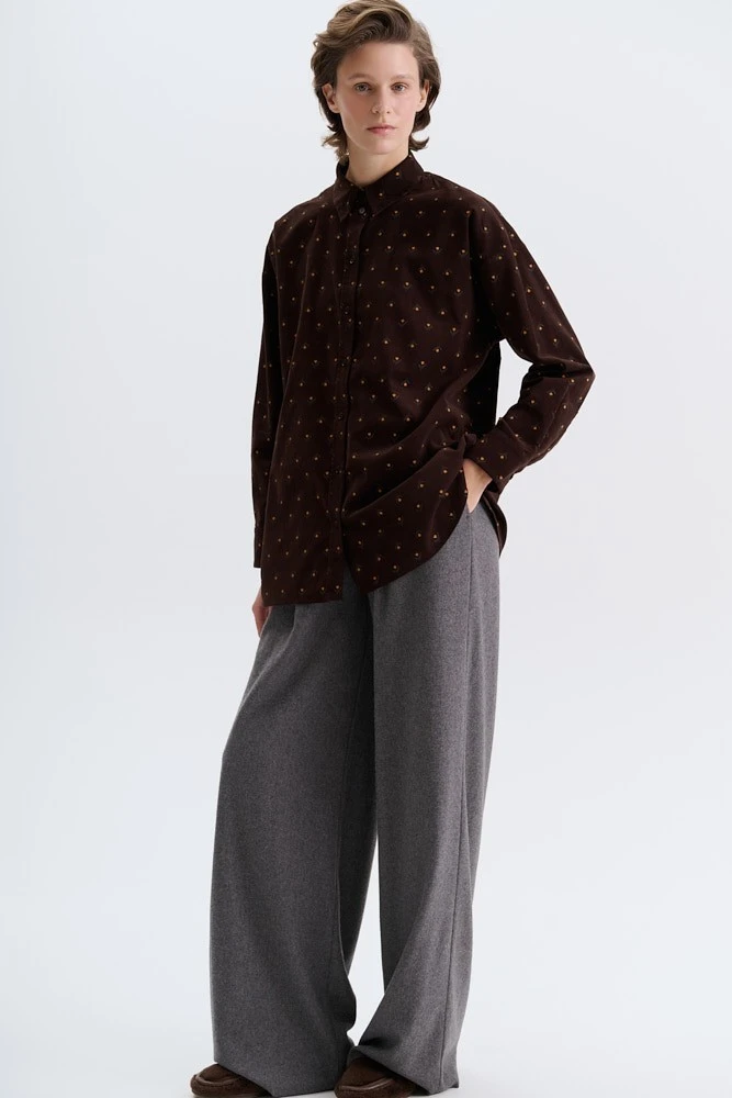 Рубашка из микровельвета с принтом