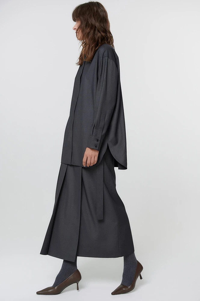 Рубашка прямого силуэта из костюмной ткани с шерстью