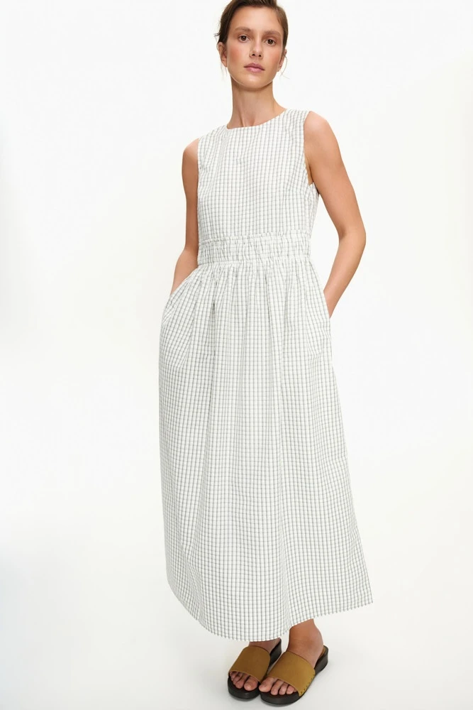 Платье миди из хлопка в клетку