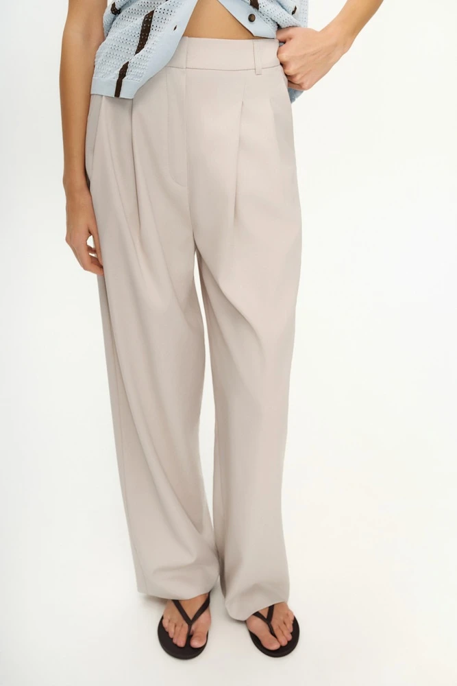 Брюки широкие со льном