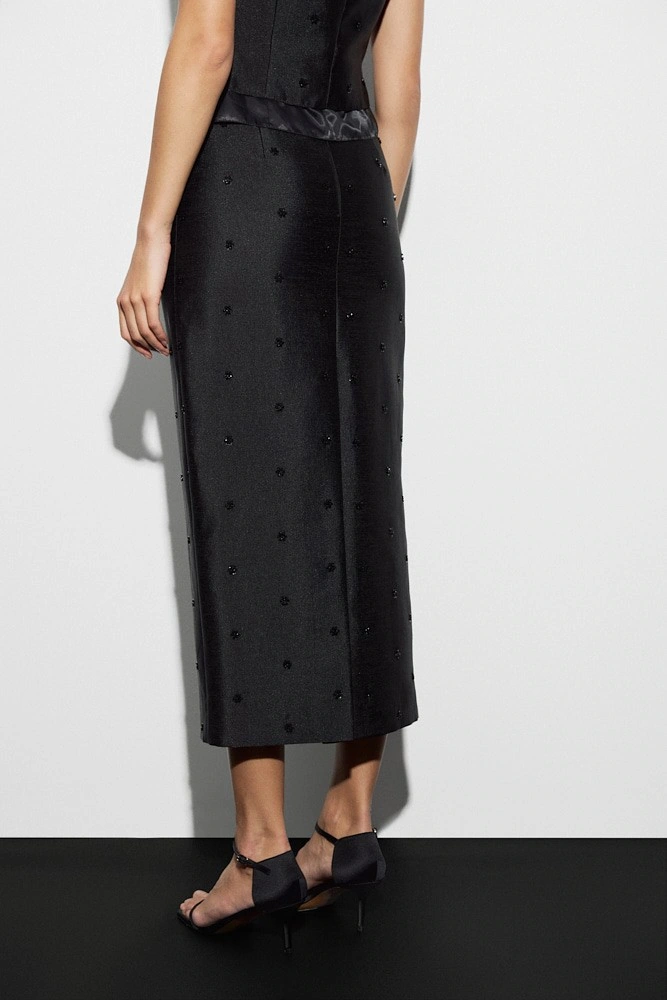 Юбка миди с вышивкой бисером