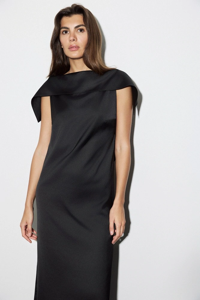 Платье миди с открытой спиной из атласной ткани