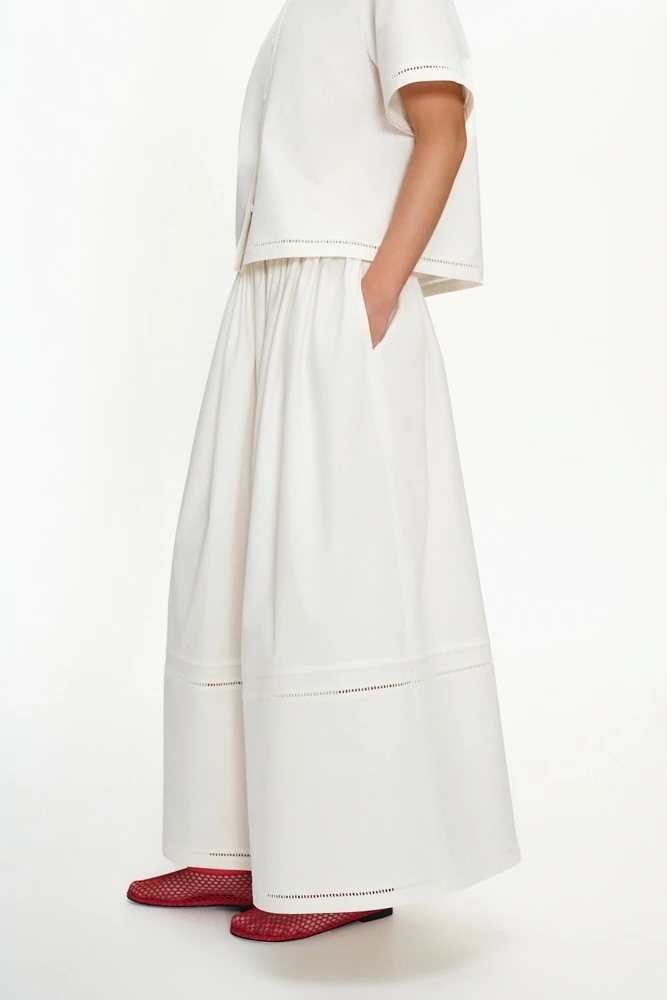 Юбка миди из хлопка с кружевной тесьмой