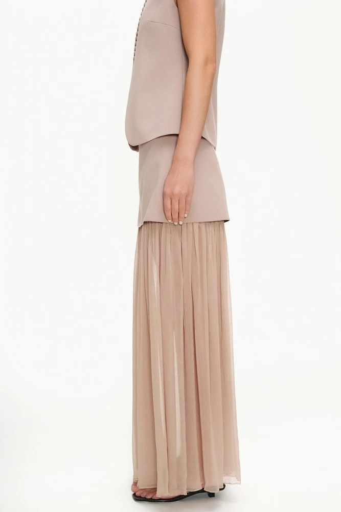 Юбка макси двойная из вискозы крэш