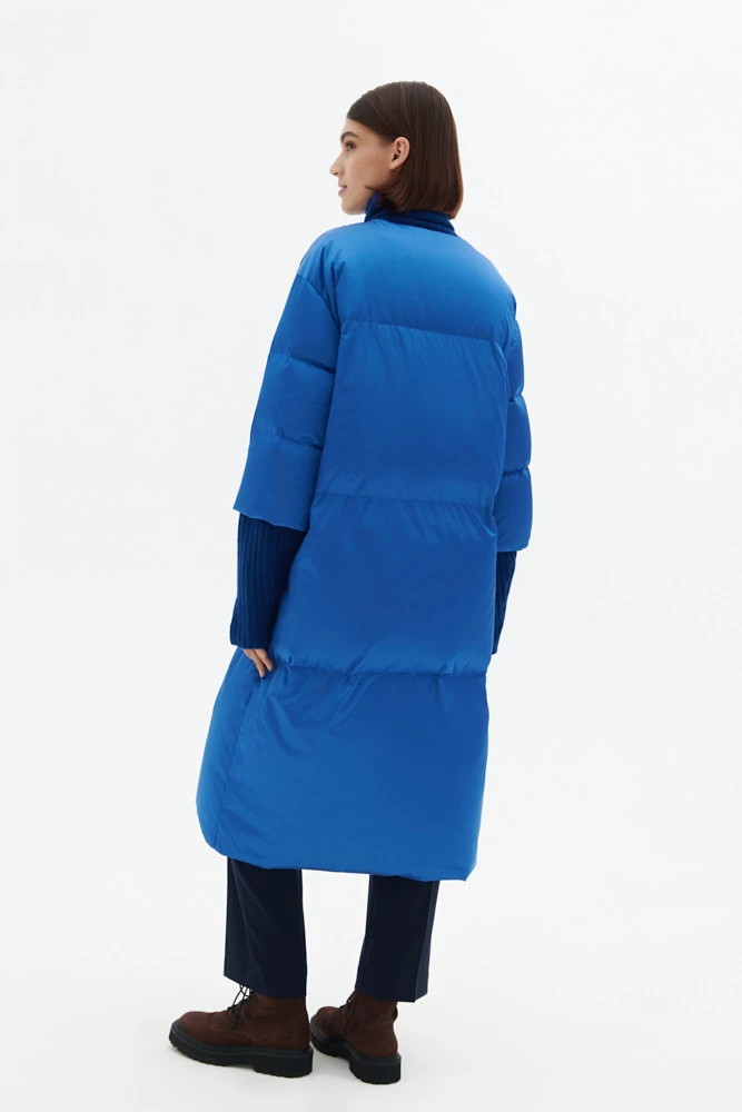 Пуховик с укороченным рукавом и трикотажными деталями