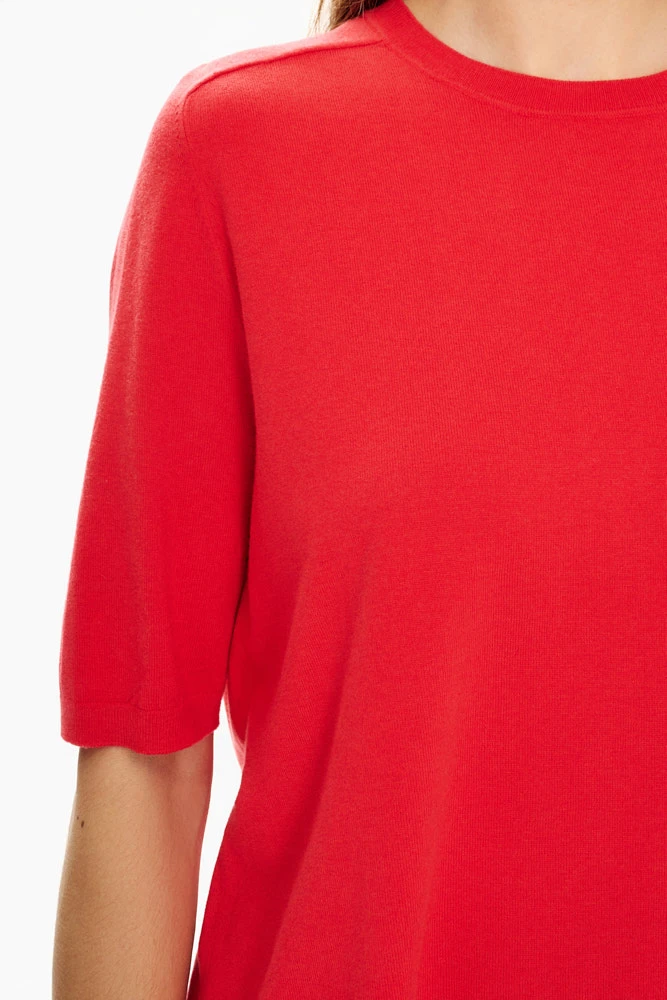 Джемпер с коротким рукавом из легкого смесового хлопка