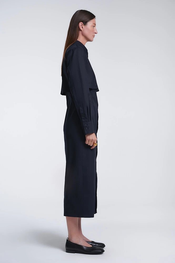 Платье-рубашка миди из смесового хлопка