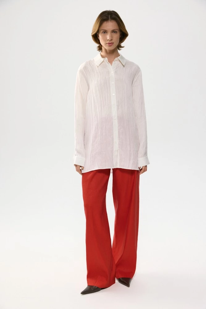 Рубашка прямого кроя с эффектом мокрого шелка