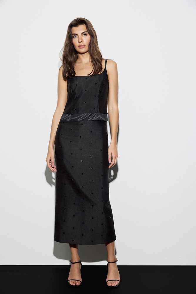 Юбка миди с вышивкой бисером