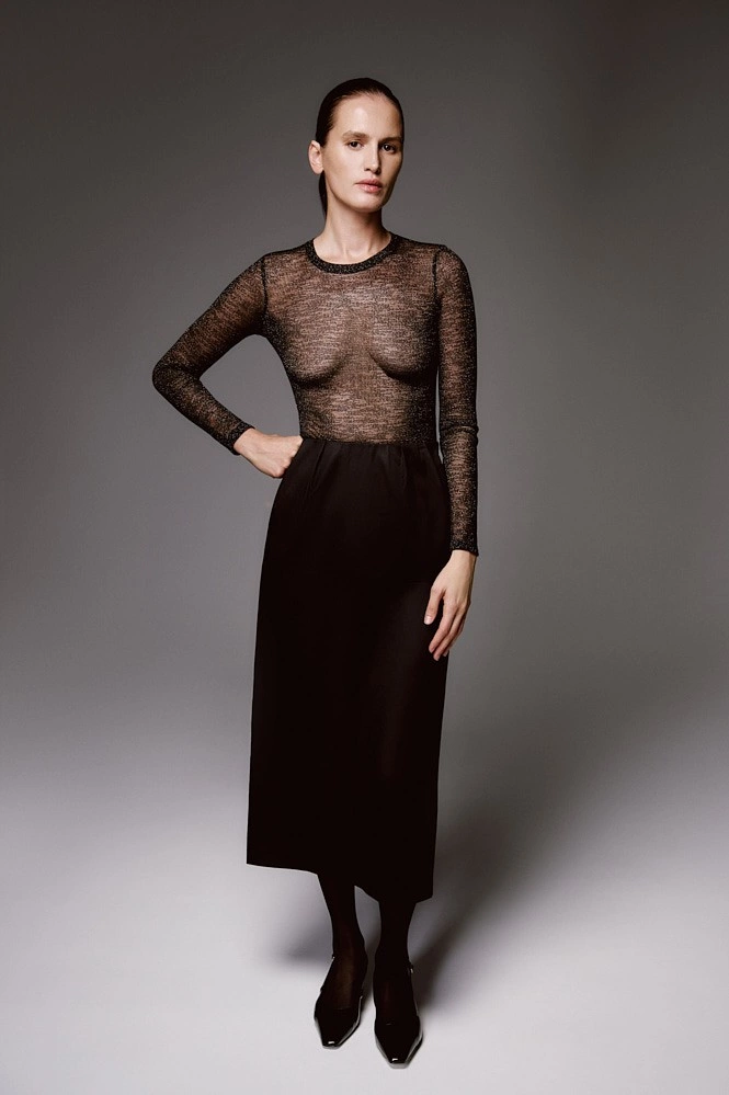 Лонгслив трикотажный полупрозрачный