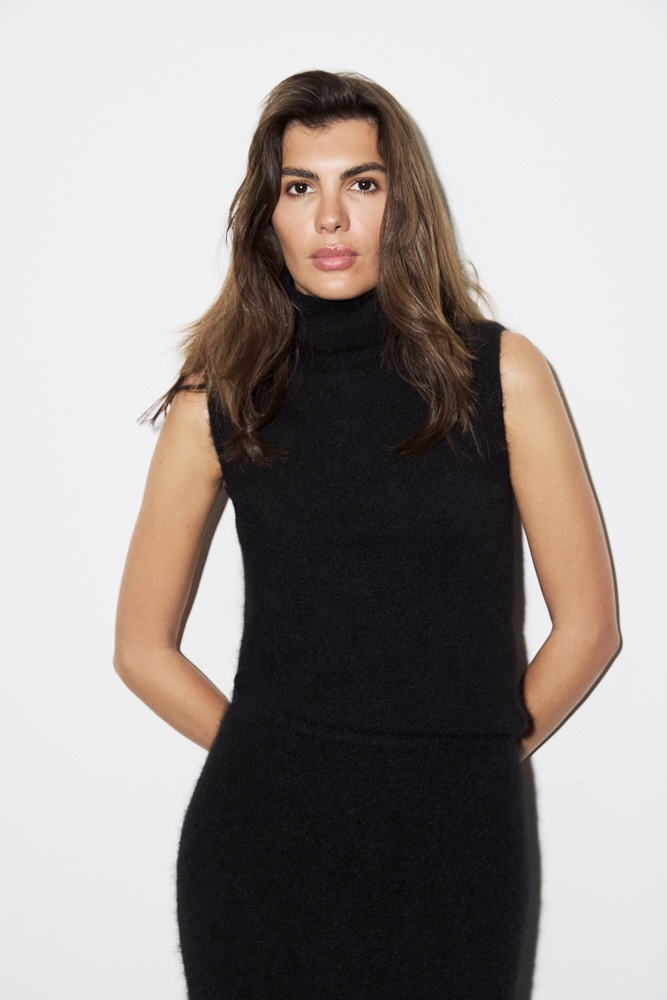 Топ с воротником-стойкой из альпака