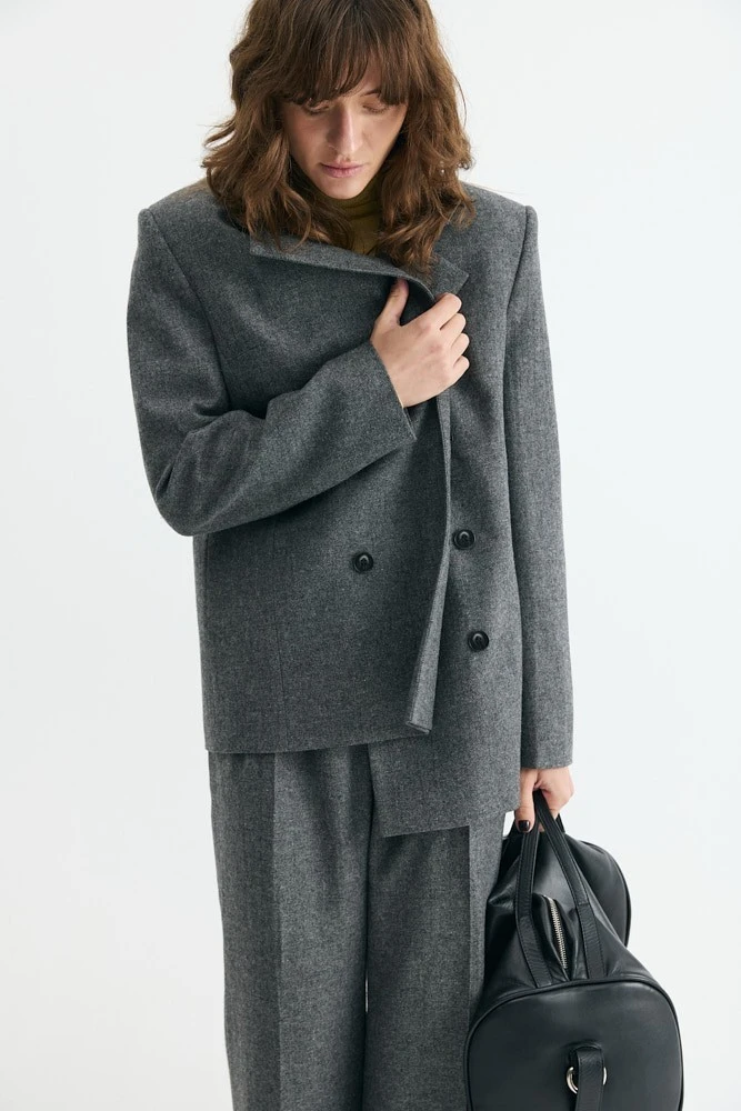 Жакет двубортный из фактурной шерсти