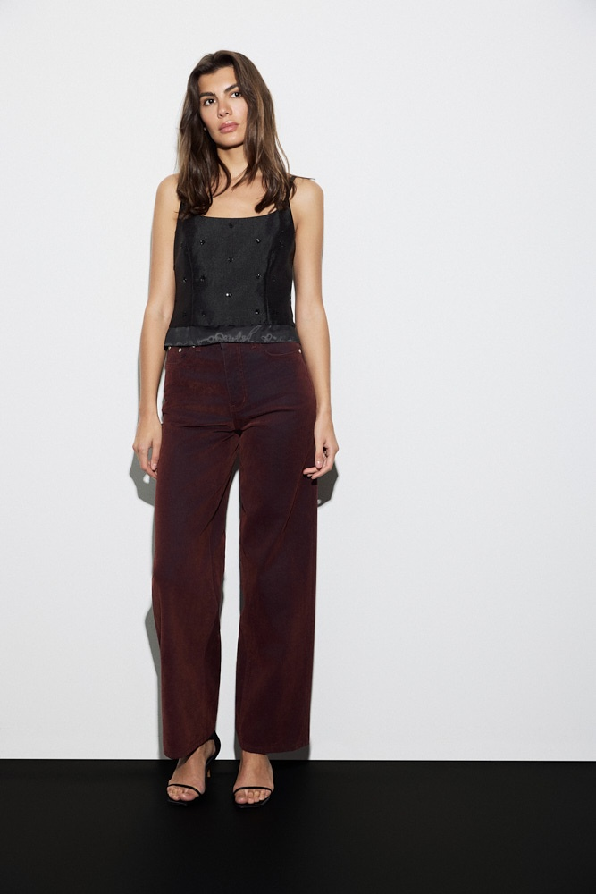 Джинсы прямые из денима с велюровым эффектом