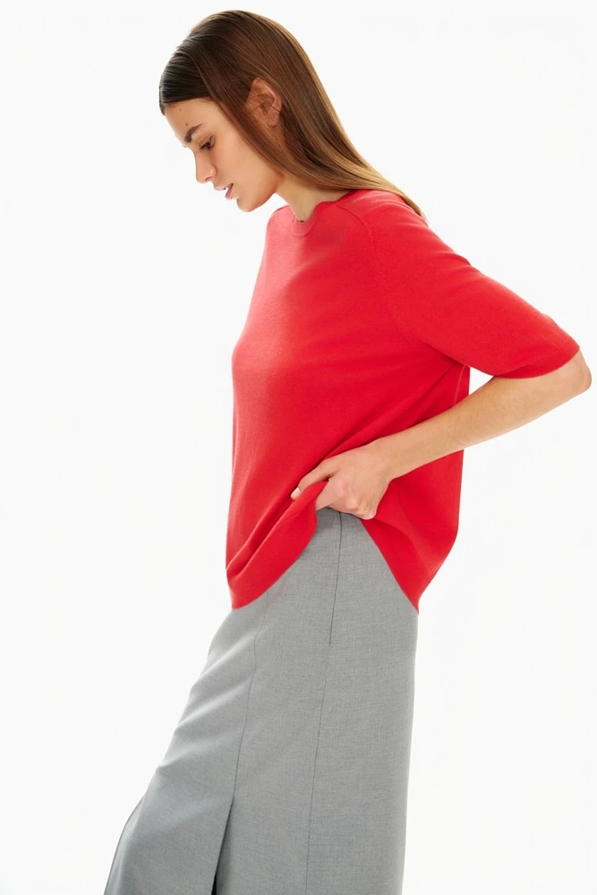 Джемпер с коротким рукавом из легкого смесового хлопка