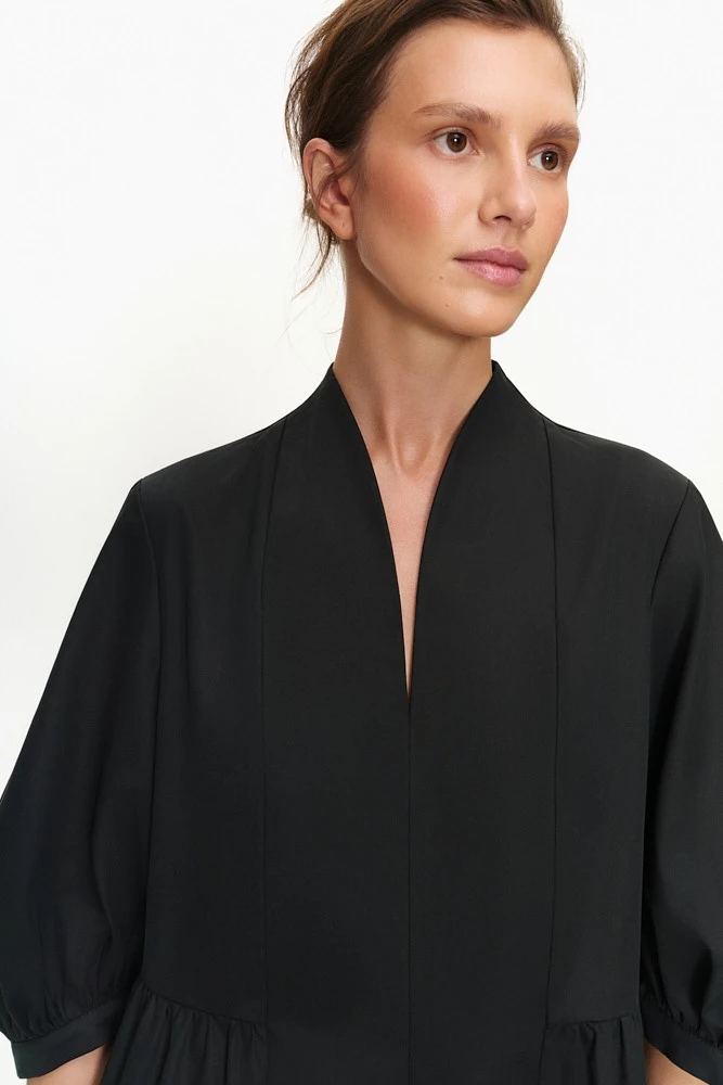 Платье миди А - силуэта из хлопка