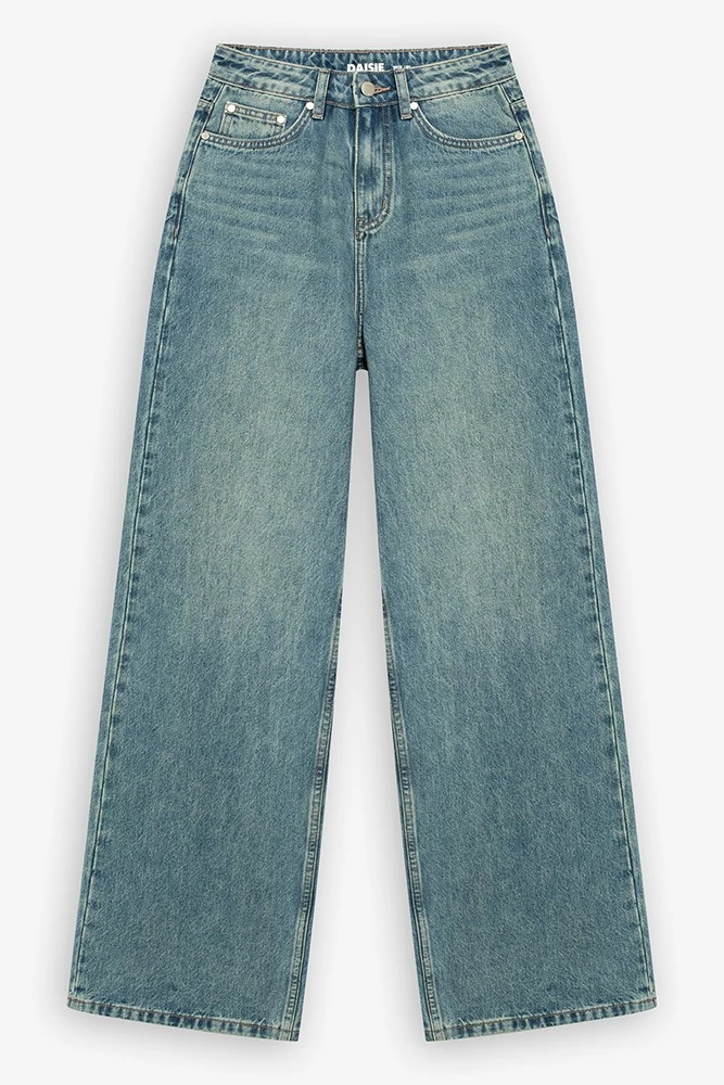 Джинсы Wide leg с винтажным эффектом