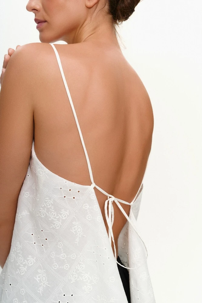 Топ на тонких бретелях из хлопка Broderie Anglaise