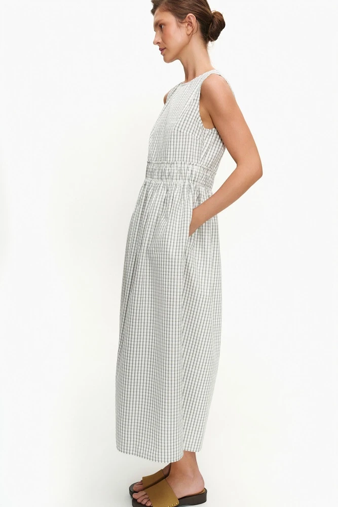 Платье миди из хлопка в клетку